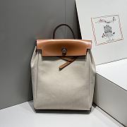Hermes Herbag Backpack Brown and White 29cm - 6