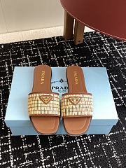 Prada Stuoia Raffia Easy Slide Sandals - 5