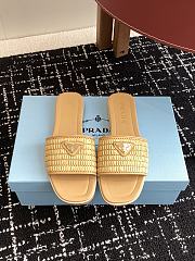 Prada Stuoia Raffia Easy Slide Sandals - 3