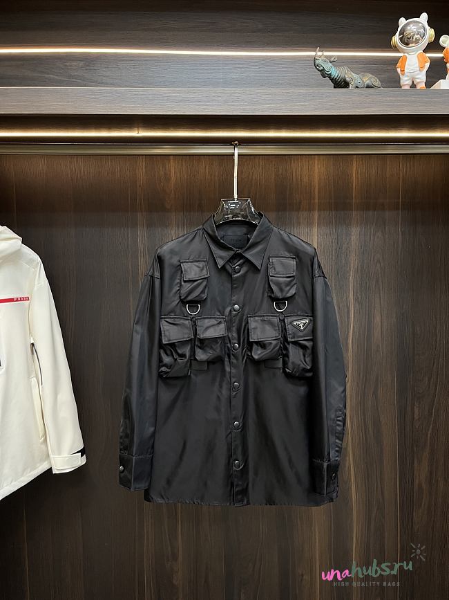 Prada Re-Nylon Flap Pocket Overshirt Black - 1