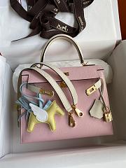 Hermes Kelly Epsom Pink&White 25cm - 1