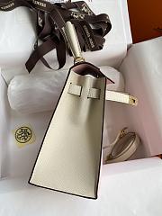 Hermes Kelly Epsom Pink&White 25cm - 5