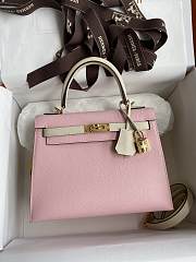 Hermes Kelly Epsom Pink&White 25cm - 2