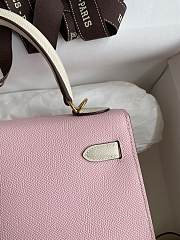 Hermes Kelly Epsom Pink&White 25cm - 3