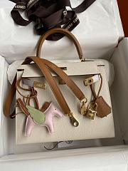 Hermes Kelly Epsom White&Brown 25cm - 1