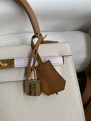 Hermes Kelly Epsom White&Brown 25cm - 6