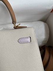 Hermes Kelly Epsom White&Brown 25cm - 5