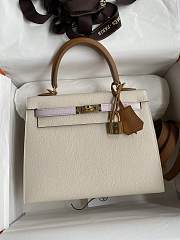 Hermes Kelly Epsom White&Brown 25cm - 4
