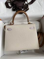 Hermes Kelly Epsom White&Brown 25cm - 2