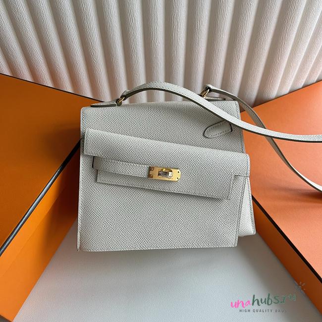 Hermes Kelly Sellier 20 Mini en Desordre Epsom White - 1