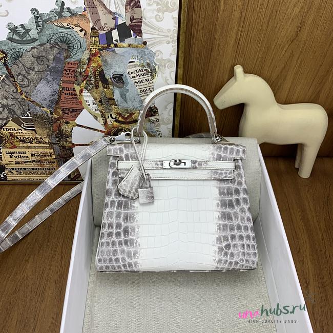 Hermes Kelly Bag 25cm Himalaya Crocodile Leather - 1