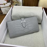 Hermes Bearn Wallet Grey Crocodile  - 1