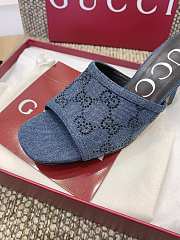 Gucci 80mm GG-monogram Denim Mules | Blue - 6