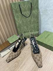 Gucci Beige/Brown GG Canvas Slingback Pumps - 5