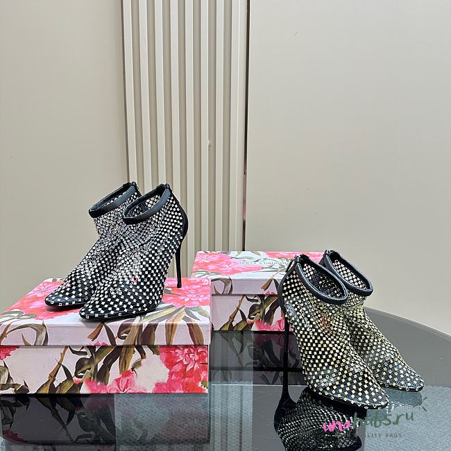Dolce & Gabbana Strass Net Stiletto Booties - - 1