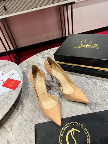 	 Christian Louboutin Iriza 100 Beige Patent Leather Classic Dorsay Heel Pump