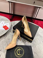 	 Christian Louboutin Iriza 100 Beige Patent Leather Classic Dorsay Heel Pump - 4