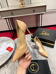 	 Christian Louboutin Iriza 100 Beige Patent Leather Classic Dorsay Heel Pump - 5