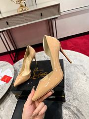 	 Christian Louboutin Iriza 100 Beige Patent Leather Classic Dorsay Heel Pump - 3