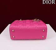 2017 Dior LADY DIOR  lambskin badge Diana package   rose red - 6