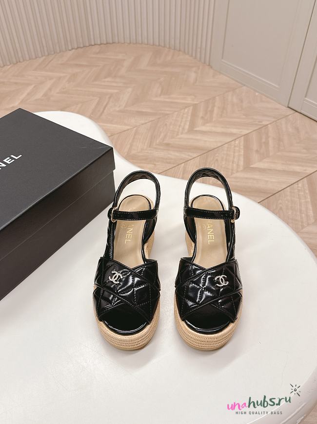 Chanel Wedge Leather Sandals - 1
