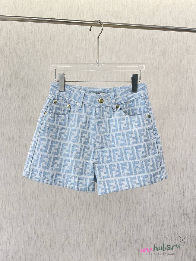 	 Fendi FF Logo Light BLue Short Jeans - 1