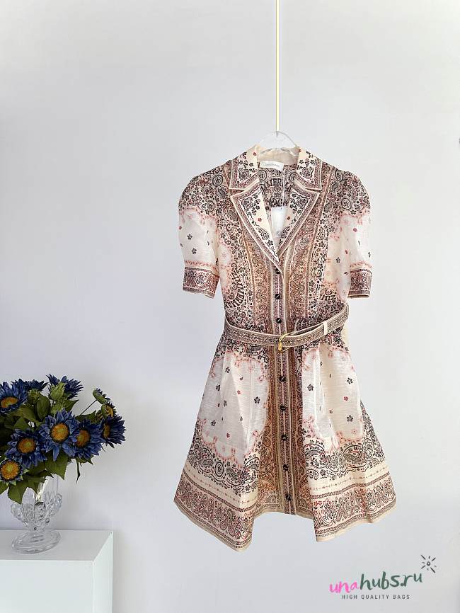 Zimmermann Matchmaker belted paisley-print linen and silk-blend mini dress  - 1