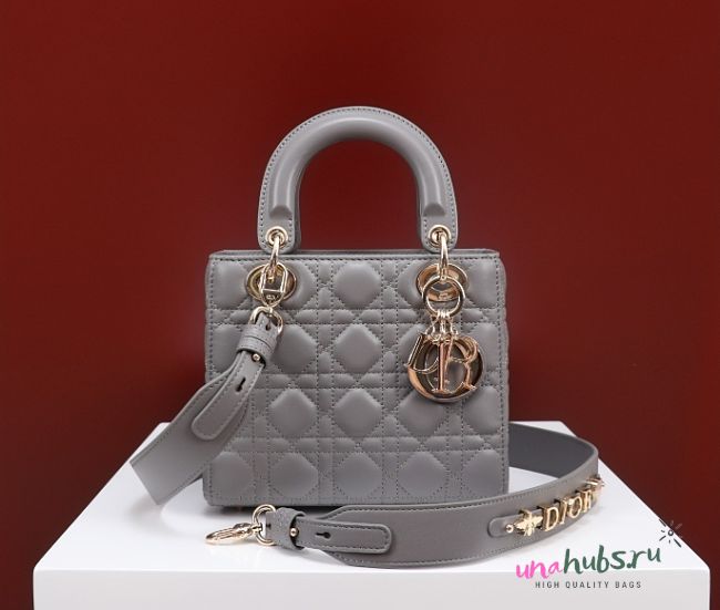 Dior Lady Small Gray lambskin Leather - 20*16*8cm - 1