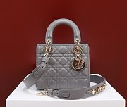 Dior Lady Small Gray lambskin Leather - 20*16*8cm - 1