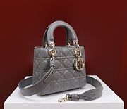 Dior Lady Small Gray lambskin Leather - 20*16*8cm - 5
