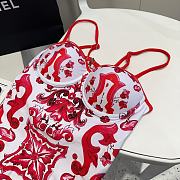Dolce&Gabbana - Pink White Ethnic Patterned Swimsuit - 3