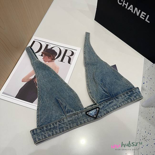 Prada Mid Blue Organic Denim Top - 1