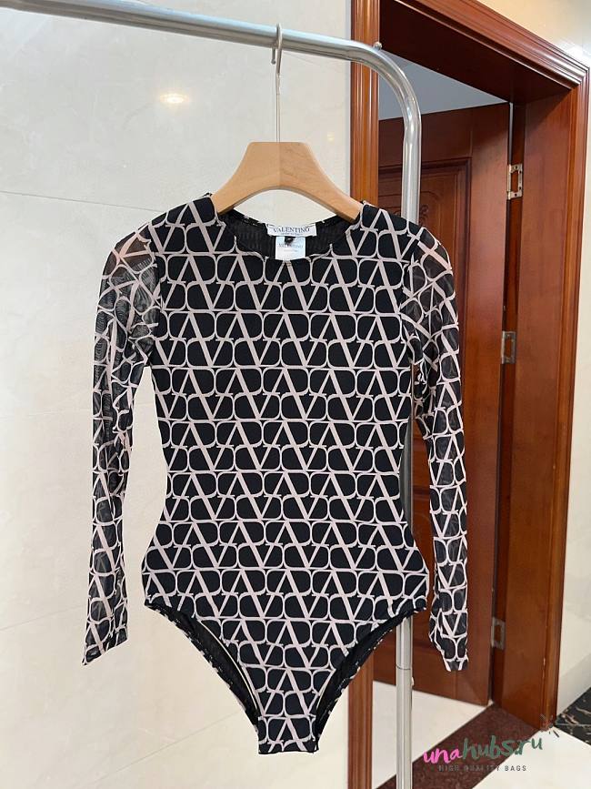 VALENTINO GARAVANI Toile Iconographe Printed Stretch Bodysuit  - 1