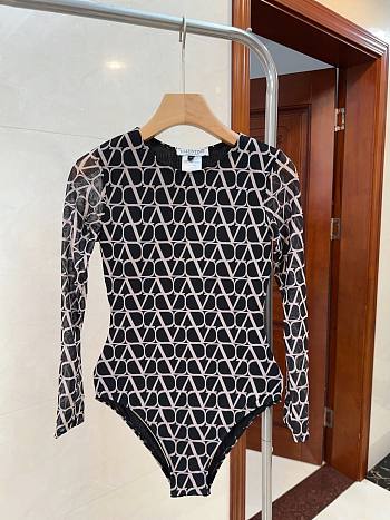 VALENTINO GARAVANI Toile Iconographe Printed Stretch Bodysuit 