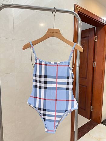 Burberry check-print Asymmetric one-piece blue