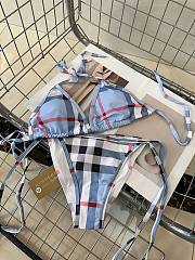 	 Burberry check-print Asymmetric bikini blue - 1