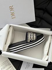Dior Dway Platform Slide Deep Blue Embroidered Cotton - 6