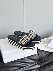 Dior Dway Platform Slide Deep Blue Embroidered Cotton - 4
