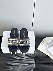 Dior Dway Platform Slide Deep Blue Embroidered Cotton - 2