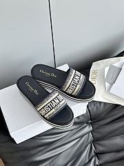 Dior Dway Platform Slide Deep Blue Embroidered Cotton - 5