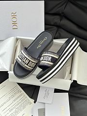 Dior Dway Platform Slide Deep Blue Embroidered Cotton - 3