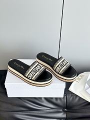 	 Dior Dway Platform Slide Black Embroidered Cotton - 4
