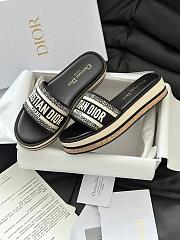 	 Dior Dway Platform Slide Black Embroidered Cotton - 2