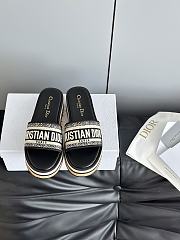 	 Dior Dway Platform Slide Black Embroidered Cotton - 3