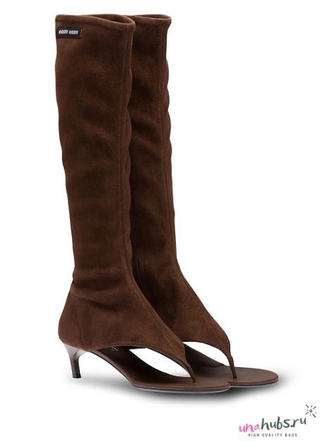 Miu Miu Stretch suede thong boots - 1