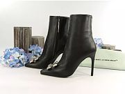 Off White Black Lambskin Arrow Heeled Bootie Boot - 6