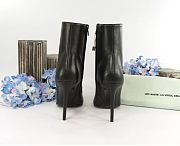Off White Black Lambskin Arrow Heeled Bootie Boot - 5