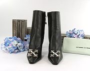 Off White Black Lambskin Arrow Heeled Bootie Boot - 2
