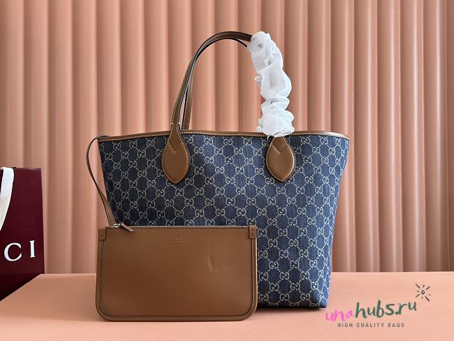 Gucci Totissima tote bag in blue denim - 30.5x 28x 27CM - 1