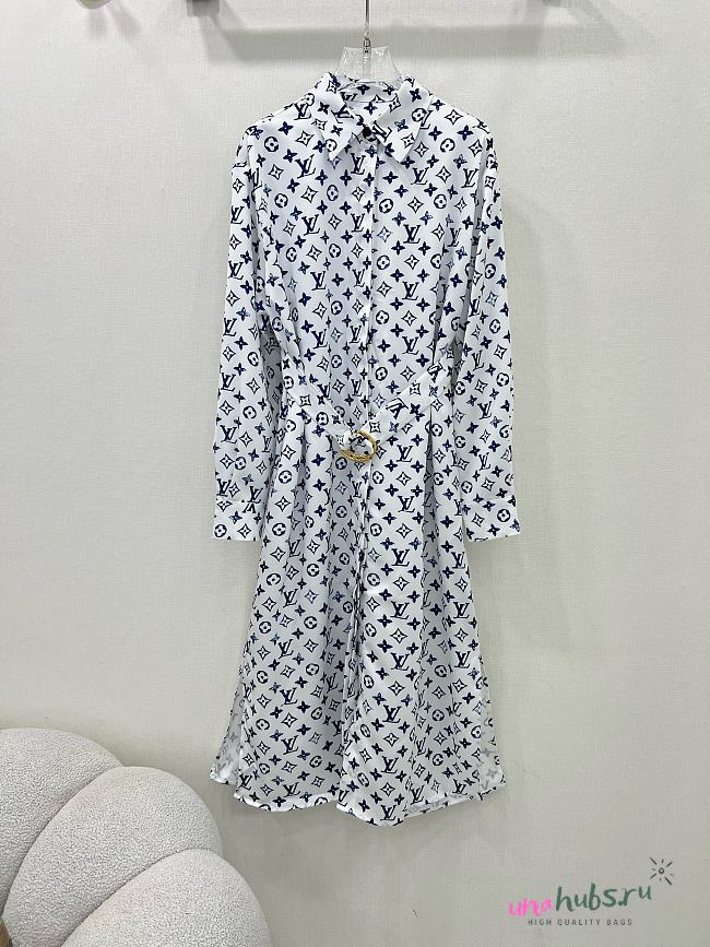 Louis Vuitton Women White blue Monogram Dress - 1